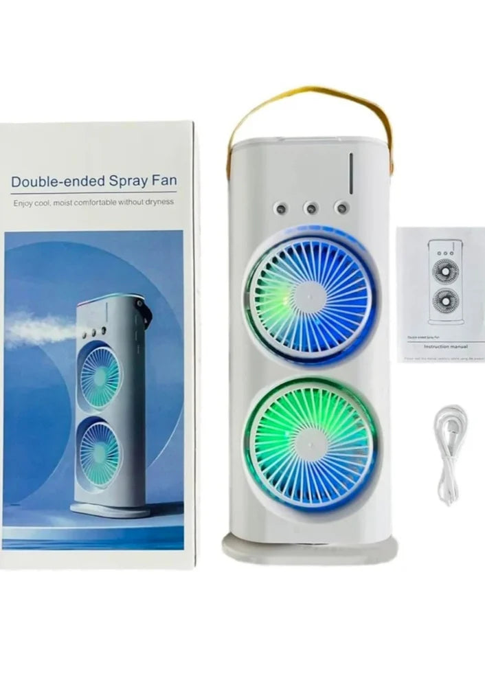 Portable Fan Double Ended Spray Fan Desk Fan with Cooler USB Rechargeable Mini Desktop Table Cooling Fan
