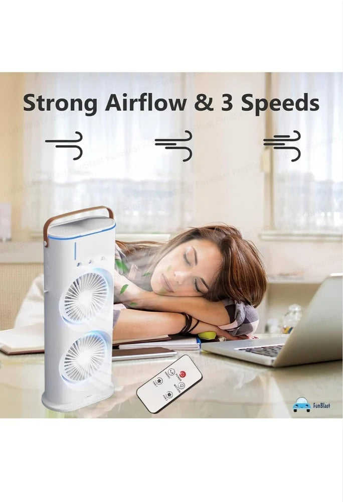 Portable Fan Double Ended Spray Fan Desk Fan with Cooler USB Rechargeable Mini Desktop Table Cooling Fan