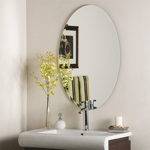 Unbreakable Plastic Sheet New Oval Shape Wall Sticker Mirror for Bathroom