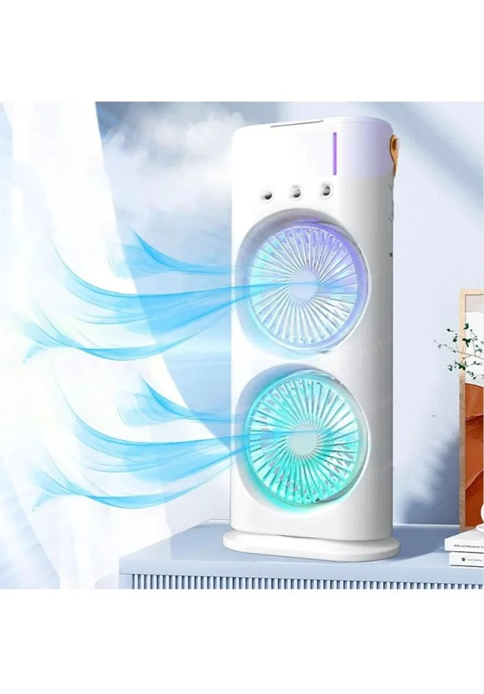 Portable Fan Double Ended Spray Fan Desk Fan with Cooler USB Rechargeable Mini Desktop Table Cooling Fan