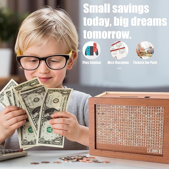 Wooden Money Saving Piggy Bank Box – Secure & Stylish Coin Storage