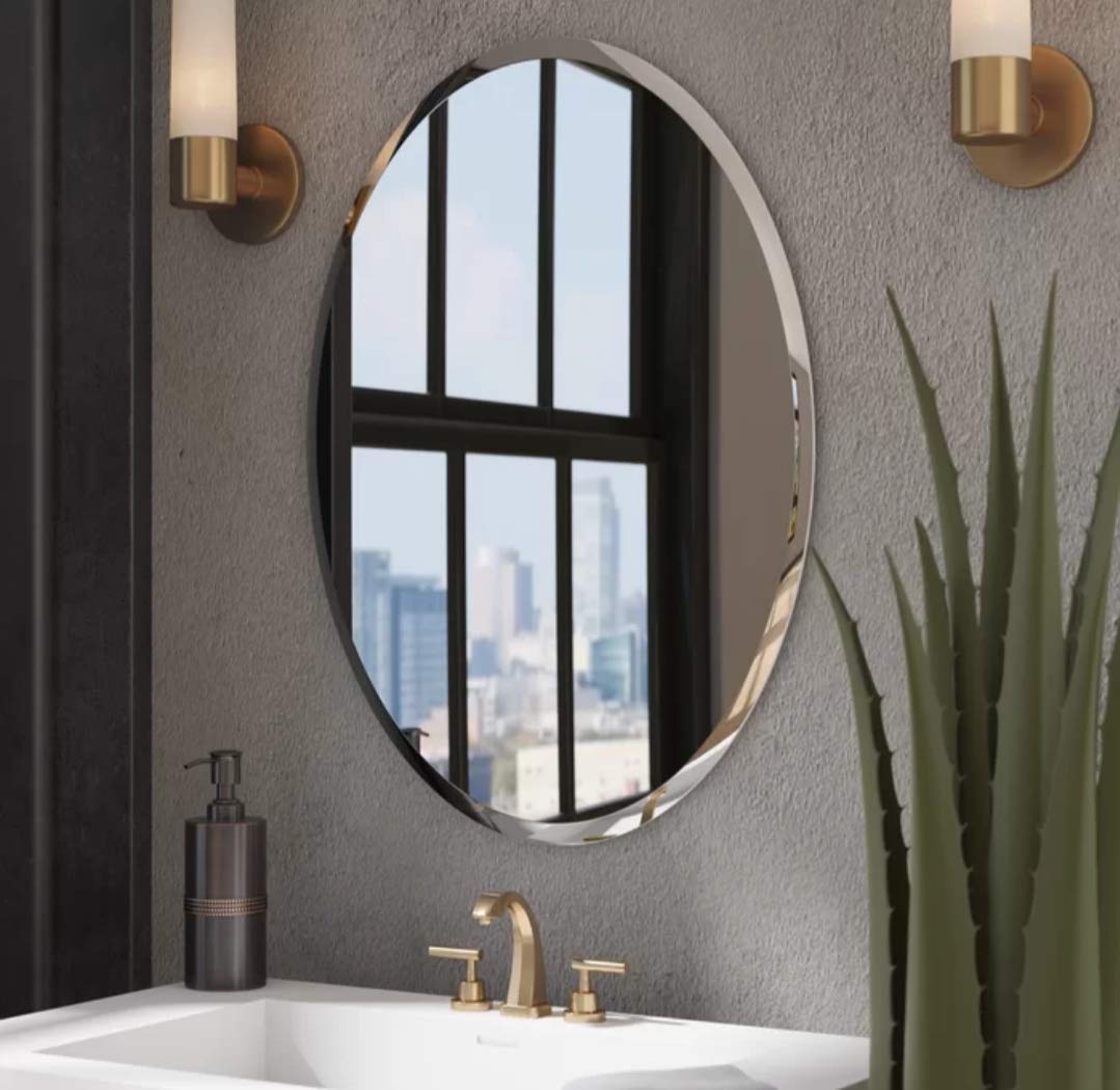 Unbreakable Plastic Sheet New Oval Shape Wall Sticker Mirror for Bathroom