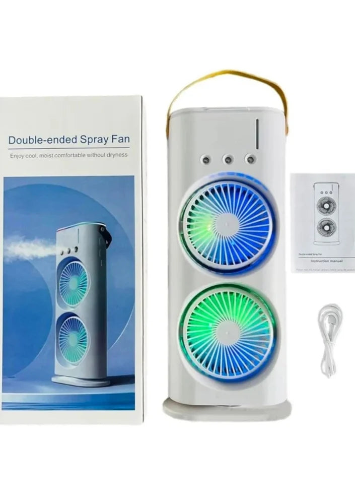Portable Fan Double Ended Spray Fan Desk Fan with Cooler USB Rechargeable Mini Desktop Table Cooling Fan
