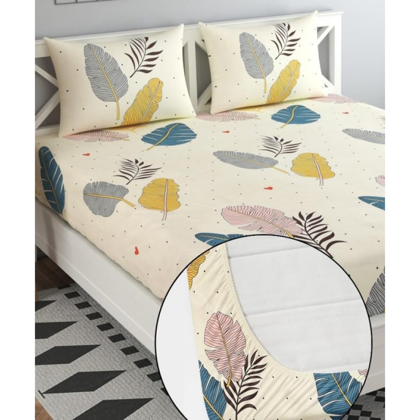 Microfiber King Printed Fitted Bedsheet