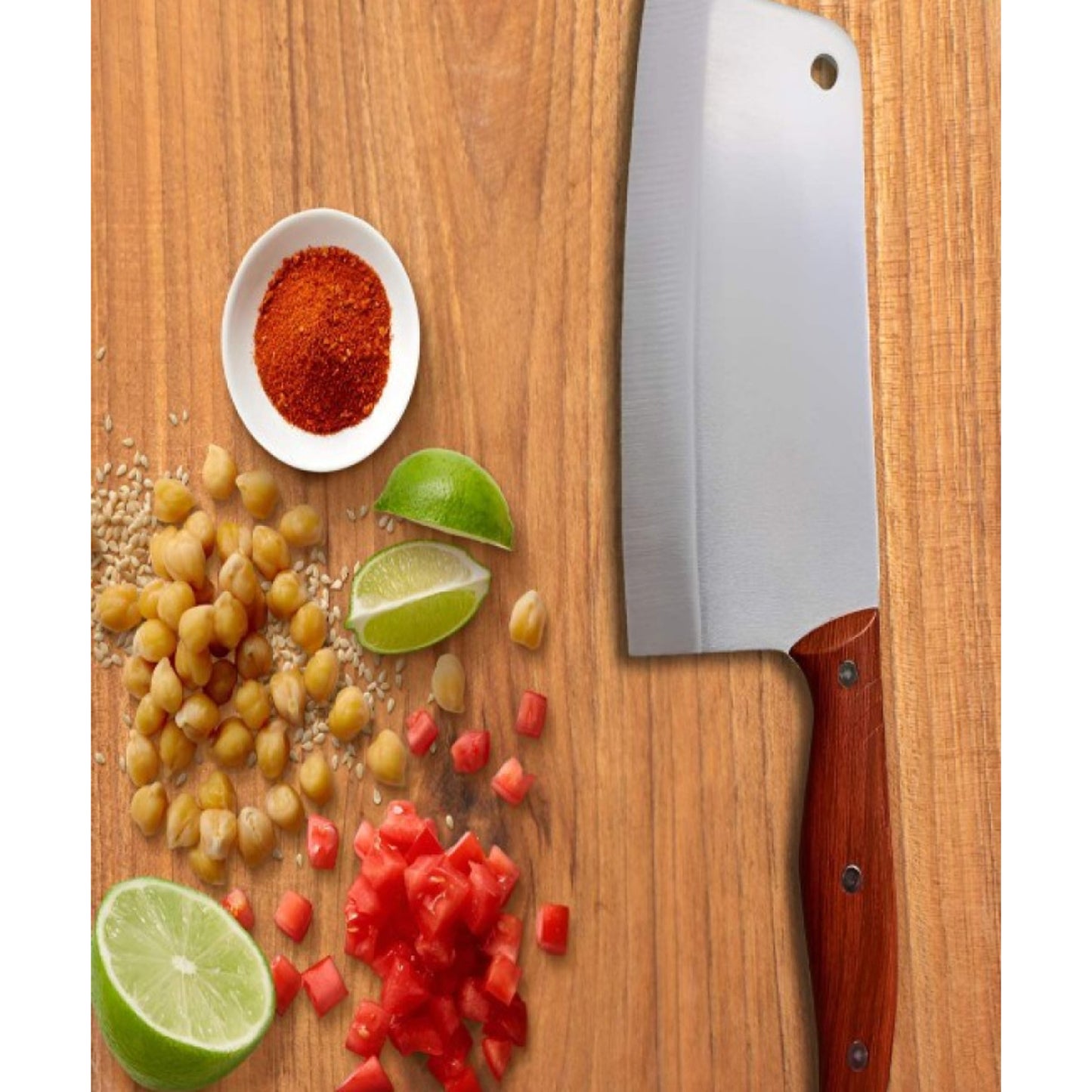 Silver-Toned Brown Stainless Steel Kitchen Knife – Sleek & Durable