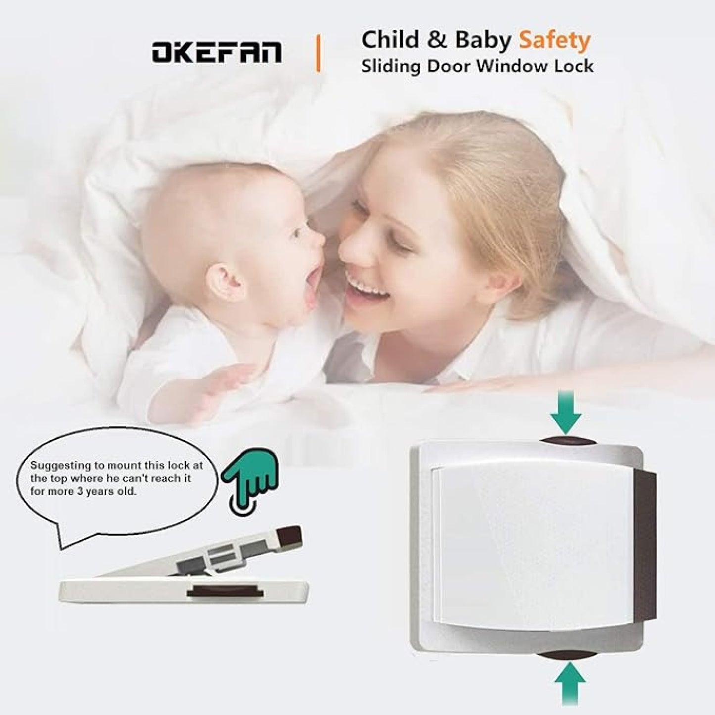 Plastic Child Safe Security Window Door Sash Lock Safety Lever Handle Sweep Latch