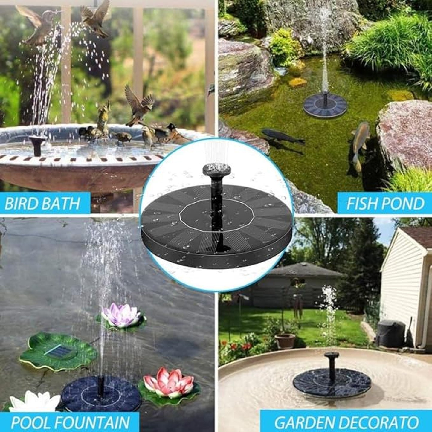 Fountain Solar Power Floating Water Pump for Pool Pond Garden and Patio Plants Round