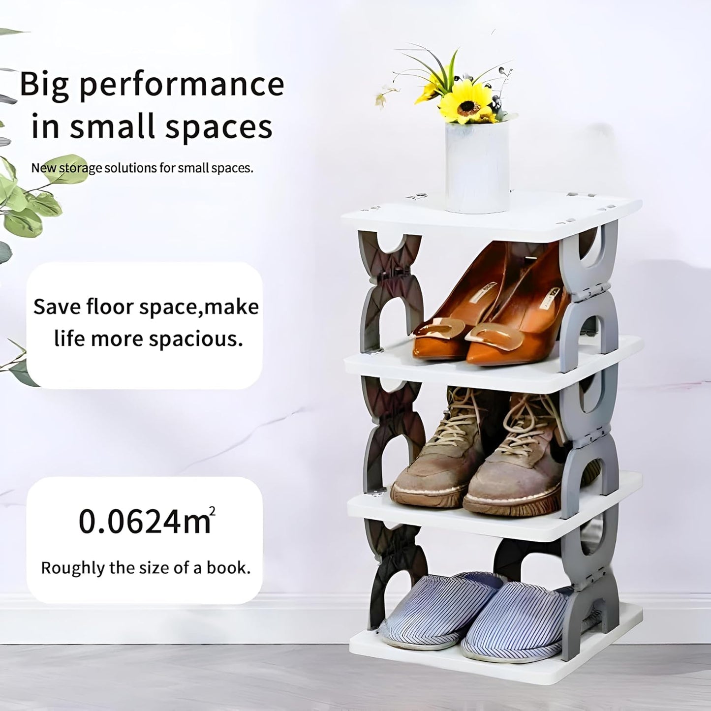 Multi-Purpose Stackable Shoe Rack Adjustable Slots