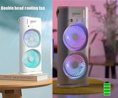Portable Fan Double Ended Spray Fan Desk Fan with Cooler USB Rechargeable Mini Desktop Table Cooling Fan