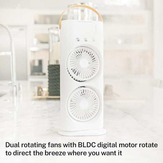 Portable Fan Double Ended Spray Fan Desk Fan with Cooler USB Rechargeable Mini Desktop Table Cooling Fan