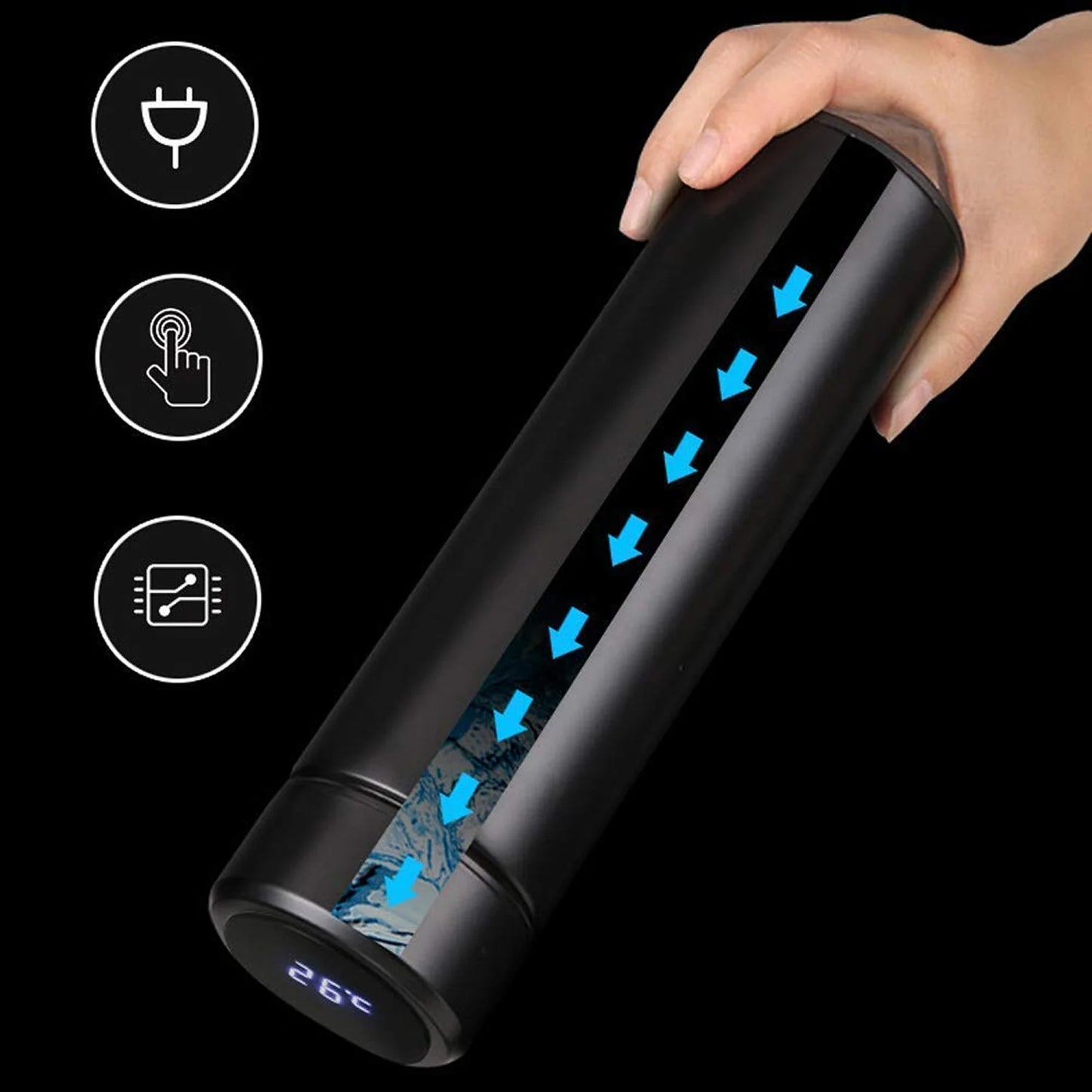 Temperature Water Bottle | Smart Vacuum Insulated Thermos Water Bottle (Pack of 1)