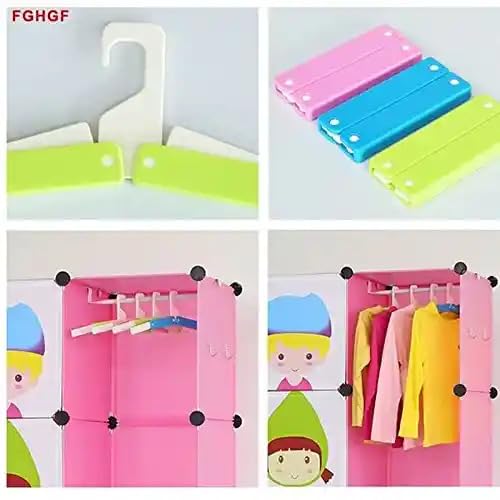 Portable Folding Clothes Hangers, Travel Hangers, Outdoor Hangers, Travel Accessories Foldable Clothes Drying Rack for Travel (Random Color) Pack of 4 Multicolour
