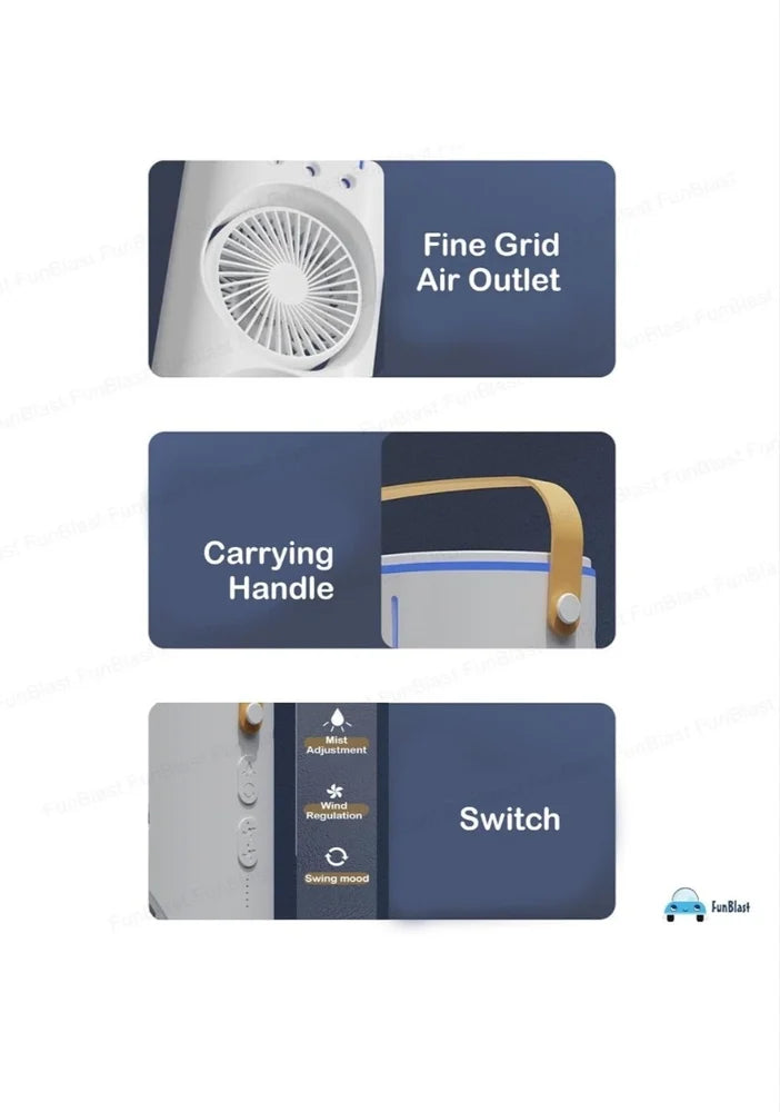 Portable Fan Double Ended Spray Fan Desk Fan with Cooler USB Rechargeable Mini Desktop Table Cooling Fan