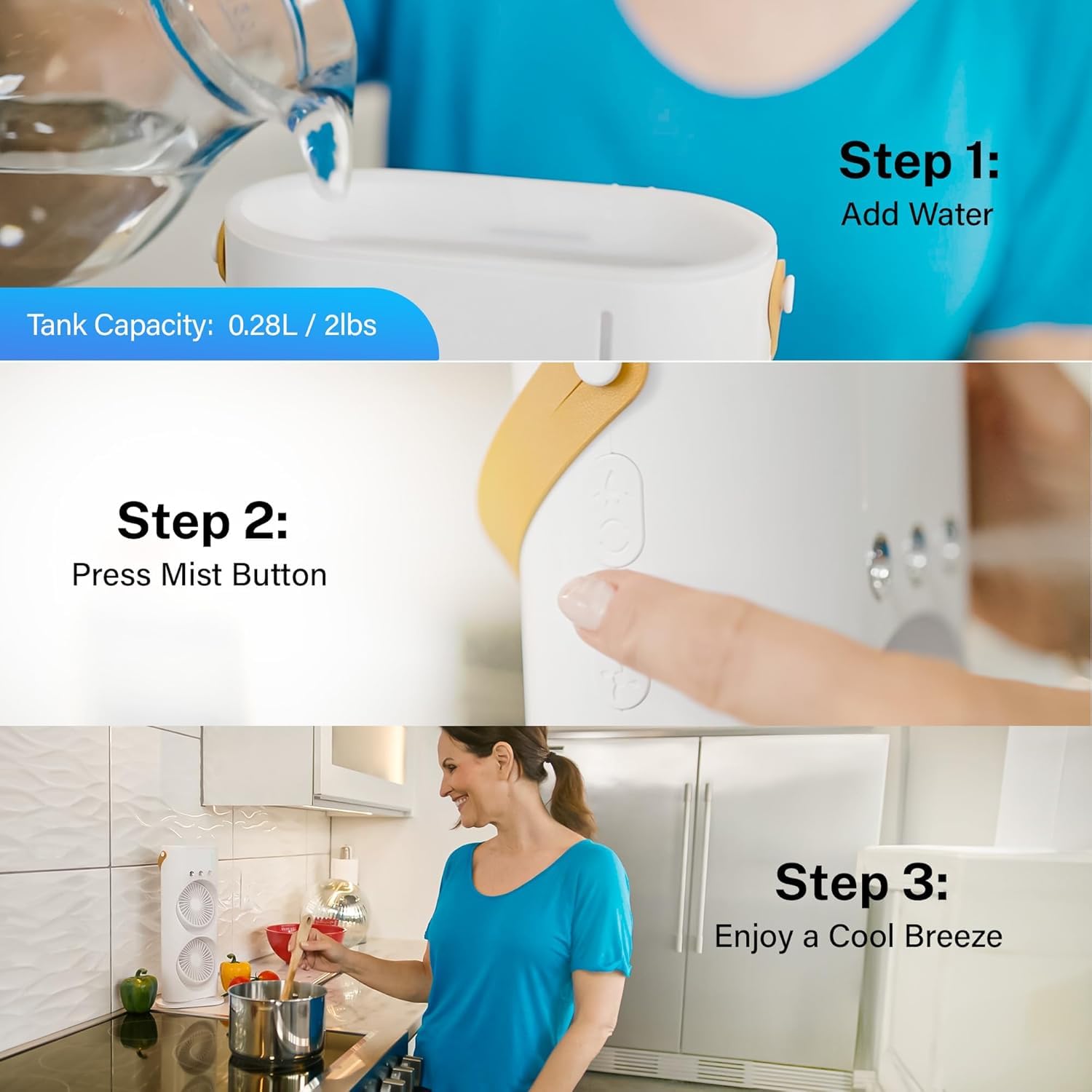Portable Fan Double Ended Spray Fan Desk Fan with Cooler USB Rechargeable Mini Desktop Table Cooling Fan
