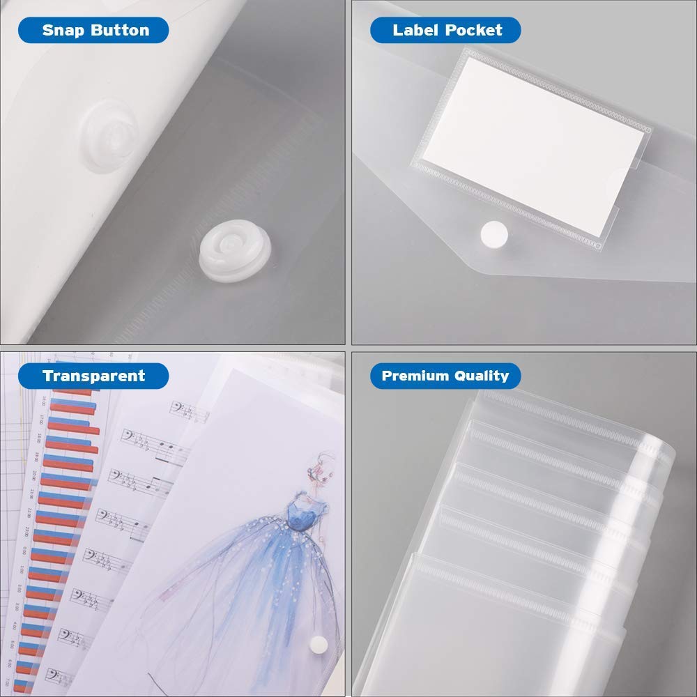 A4 Legal Side Opening Document File Bag, My Clear Plastic Container White - Multipurpose (Pack of 20)