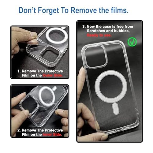 iPhone 13 Magnetic Transparent Case | Shock Proof Design & Camera Protection | Magsafe Wireless Charging case for Apple iPhone 13 | Sleek Hard Crystal Cover - Black (Back)