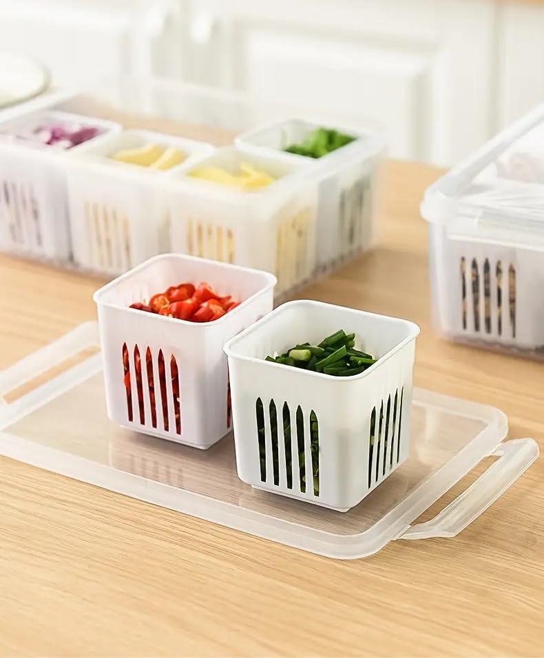 Food Storage Containers With Lids Airtight,6-In-1 Storage Box Kitchen Scallion Storage Box
