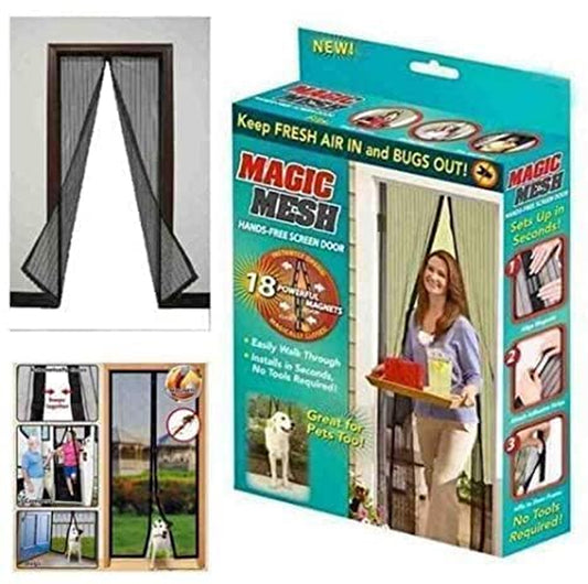 Magic Mesh Magnetic Mosquito Screen Door Net Curtain with Magnets Reinforced Polyester Mesh Curtain
