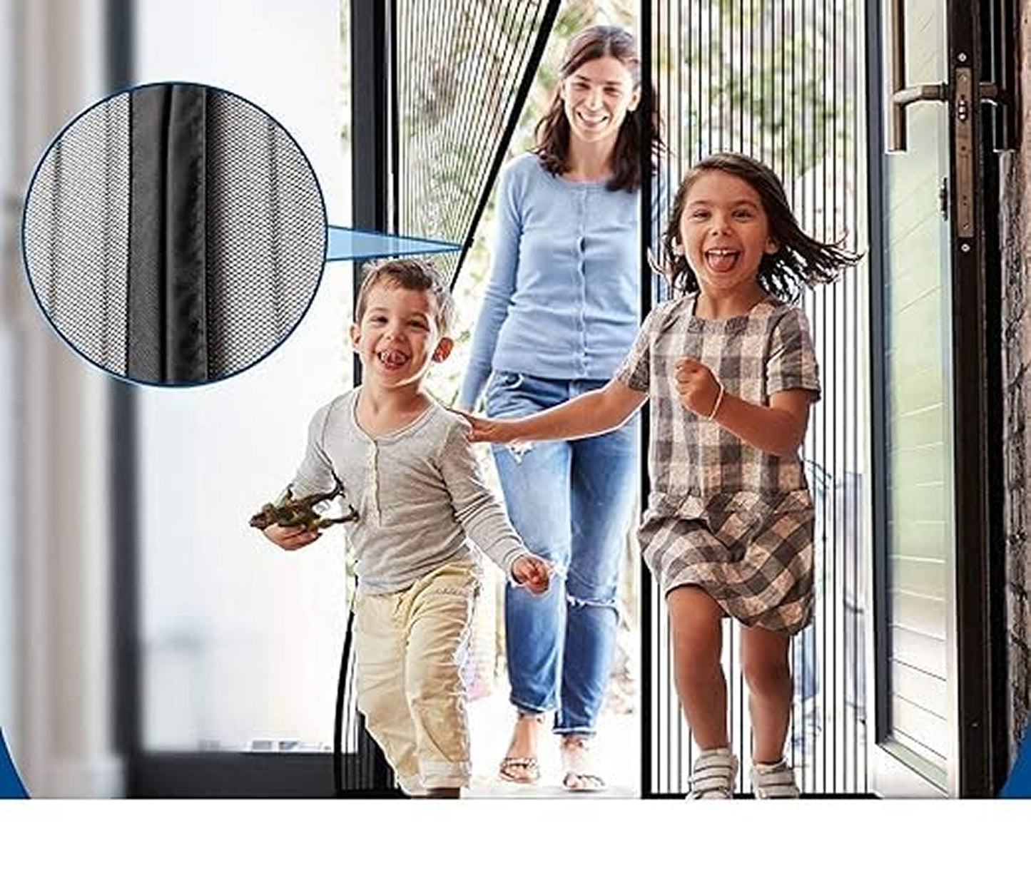 Magic Mesh Magnetic Mosquito Screen Door Net Curtain with Magnets Reinforced Polyester Mesh Curtain