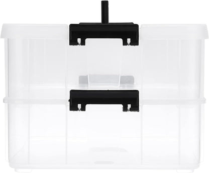 2 Layer Stack & Carry Box,Transparent Rectangular Multi Utility Detachable
