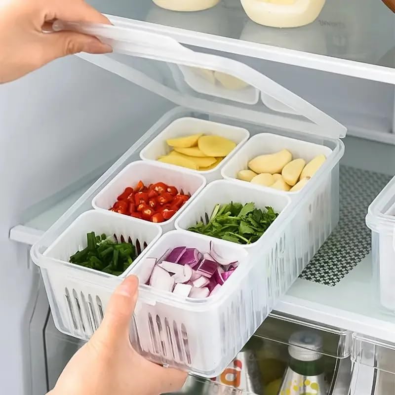 Food Storage Containers With Lids Airtight,6-In-1 Storage Box Kitchen Scallion Storage Box