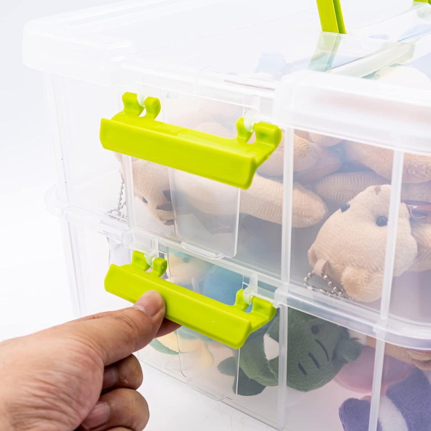 2 Layer Stack & Carry Box,Transparent Rectangular Multi Utility Detachable