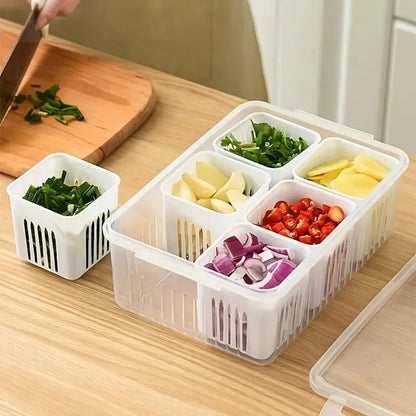 Food Storage Containers With Lids Airtight,6-In-1 Storage Box Kitchen Scallion Storage Box