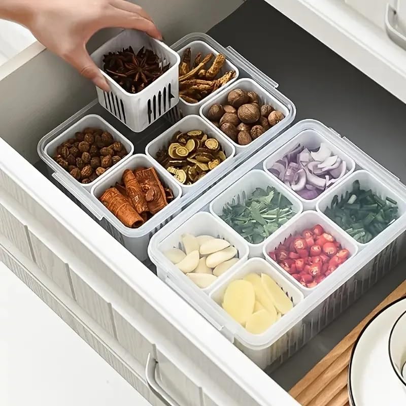 Food Storage Containers With Lids Airtight,6-In-1 Storage Box Kitchen Scallion Storage Box