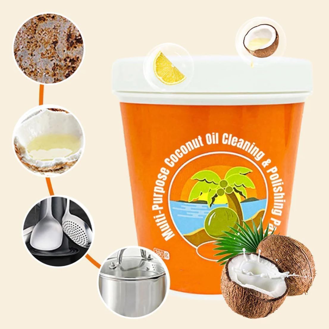 Multi-Purpose Coconut Oil Cleaning & Polishing Paste (Pack Of 1 )