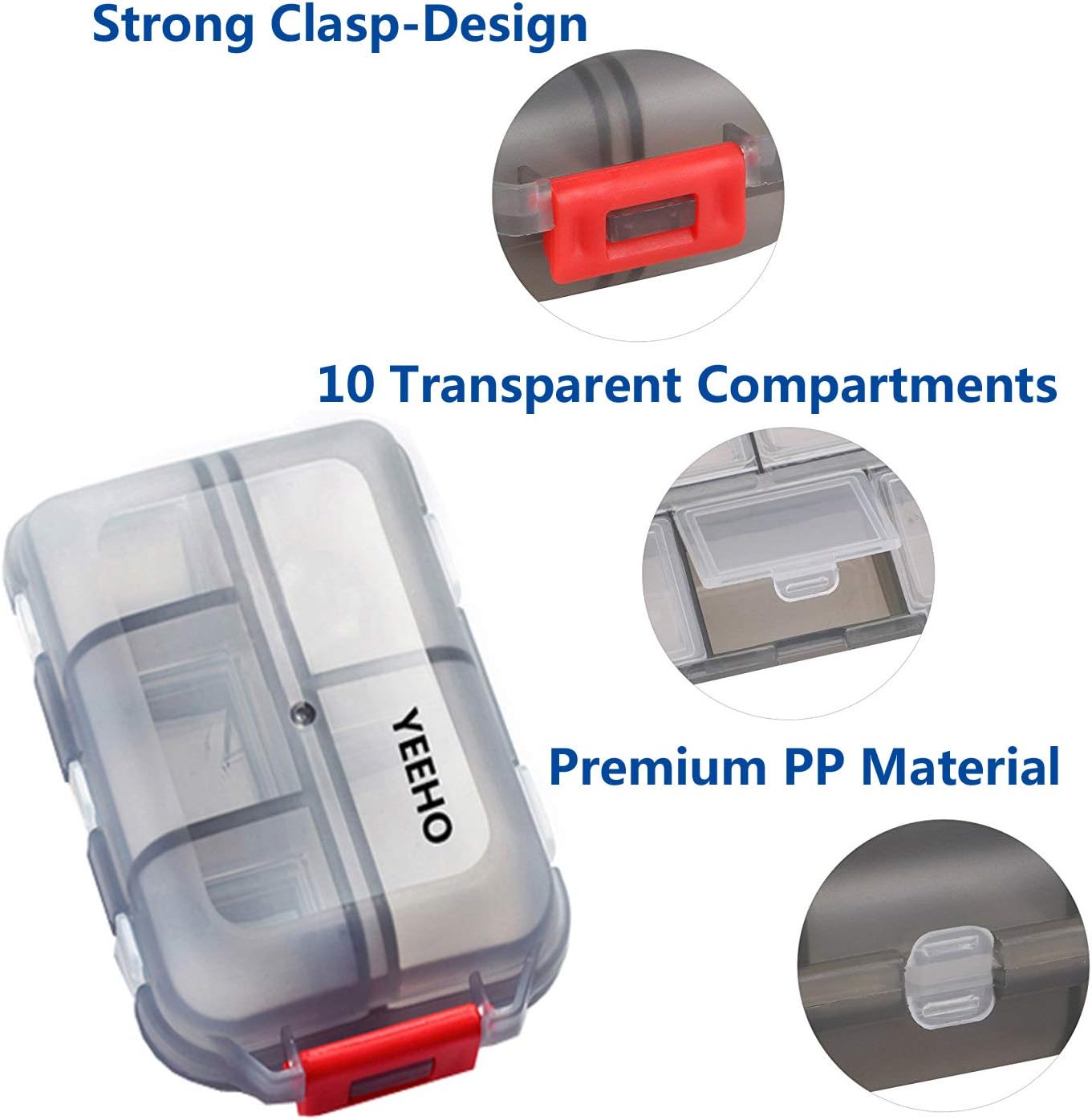 Multifunctional Pill Box, Portable Small Weekly Travel Pill Organizer