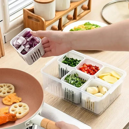 Food Storage Containers With Lids Airtight,6-In-1 Storage Box Kitchen Scallion Storage Box