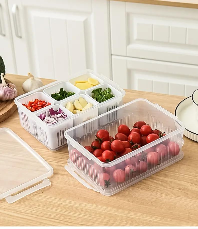 Food Storage Containers With Lids Airtight,6-In-1 Storage Box Kitchen Scallion Storage Box