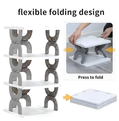 Multi-Purpose Stackable Shoe Rack Adjustable Slots