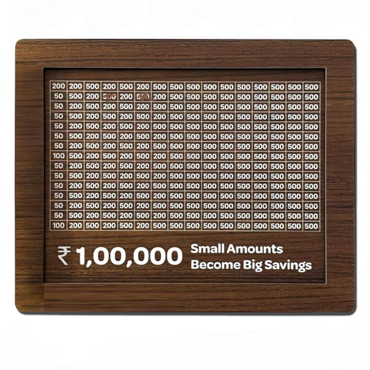 Wooden Money Piggy Bank, Money Saving Box, Gullak Rs.100000 Goal Tracker