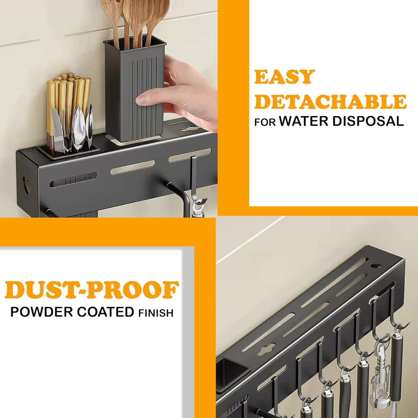Kitchen Shelf Stainless Steel Floating Shelves Wall Mount Knife Holder