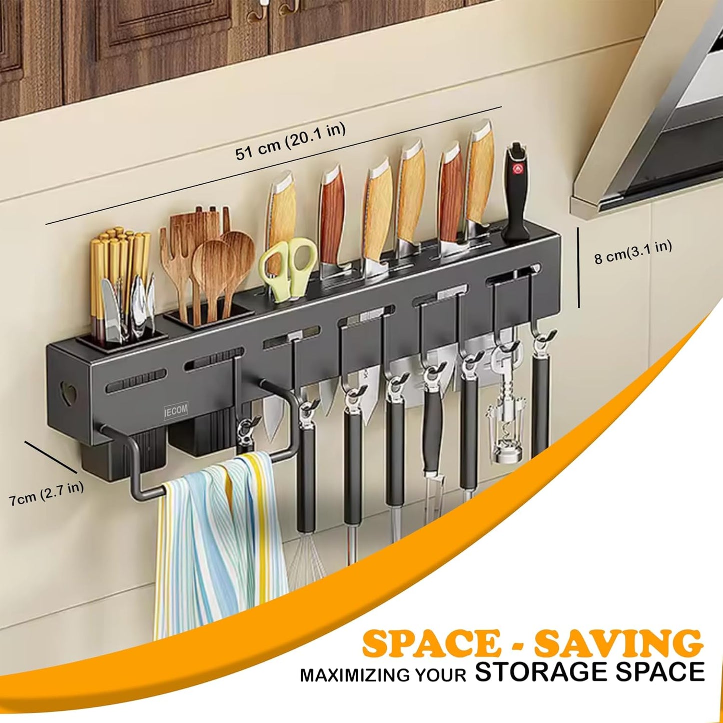 Kitchen Shelf Stainless Steel Floating Shelves Wall Mount Knife Holder