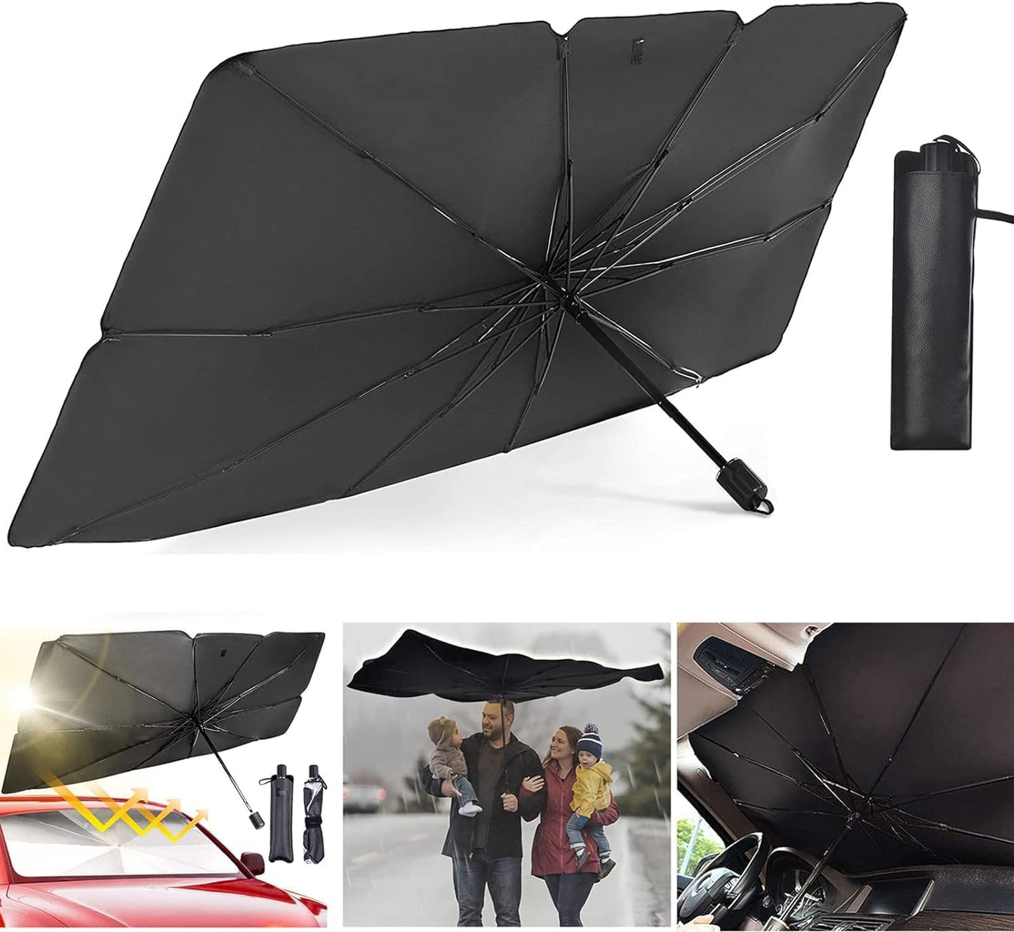 Car Windshield Sun Shade Umbrella – Foldable UV Protection for Car Interiors