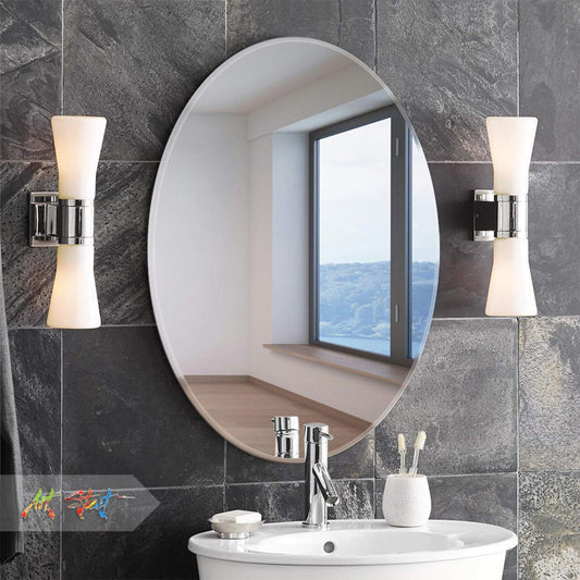 Unbreakable Plastic Sheet New Oval Shape Wall Sticker Mirror for Bathroom
