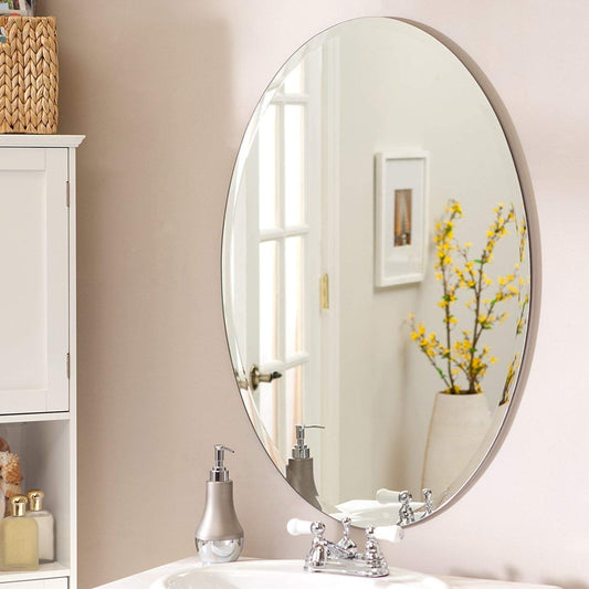 Unbreakable Plastic Sheet New Oval Shape Wall Sticker Mirror for Bathroom