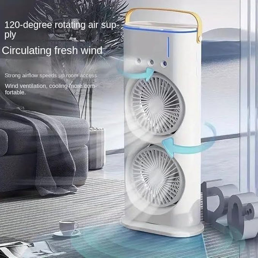 Portable Fan Double Ended Spray Fan Desk Fan with Cooler USB Rechargeable Mini Desktop Table Cooling Fan